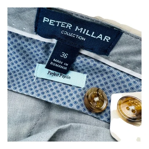Peter Millar Collection Stone Perfect Poplin Cotton Silk Elastane Pants 36X30 +2